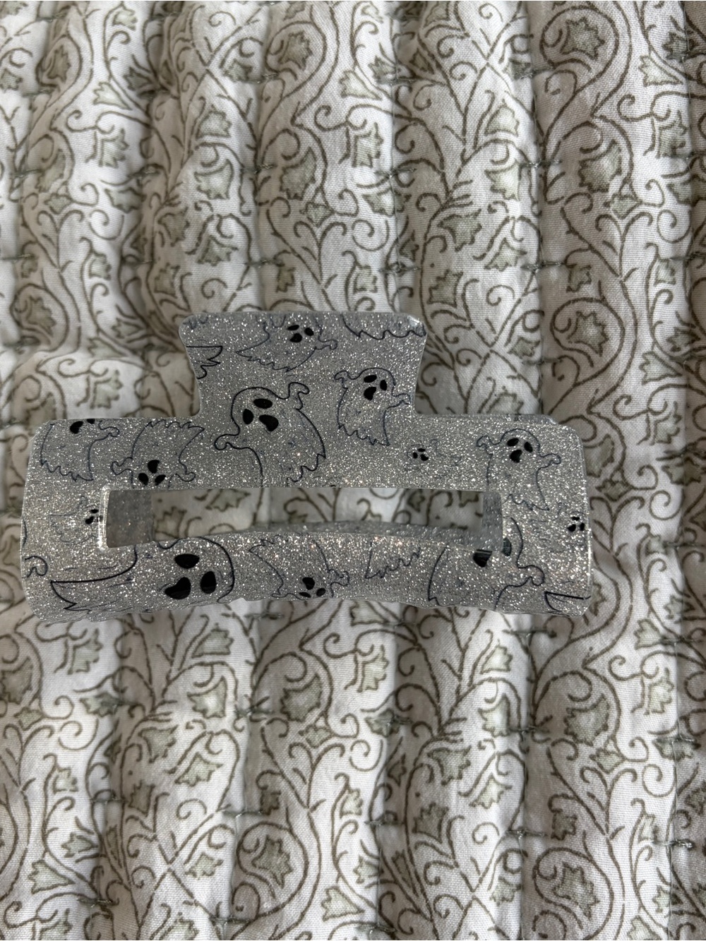 Silver Glitter Ghost Hair Claw